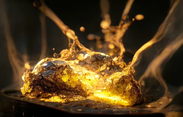 Gold being refined in a crucible